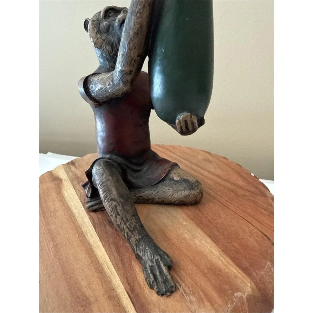 Vtg Bill Huebbe STYLE Butler Monkey in Red Coat Candlestick Candle Holder